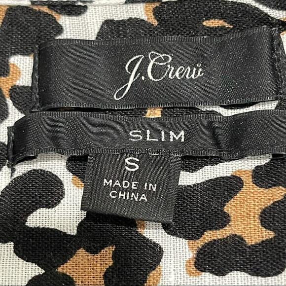 J. Crew Linen Blend Leopard Print Button Front Top Size Small - Picture 7 of 9